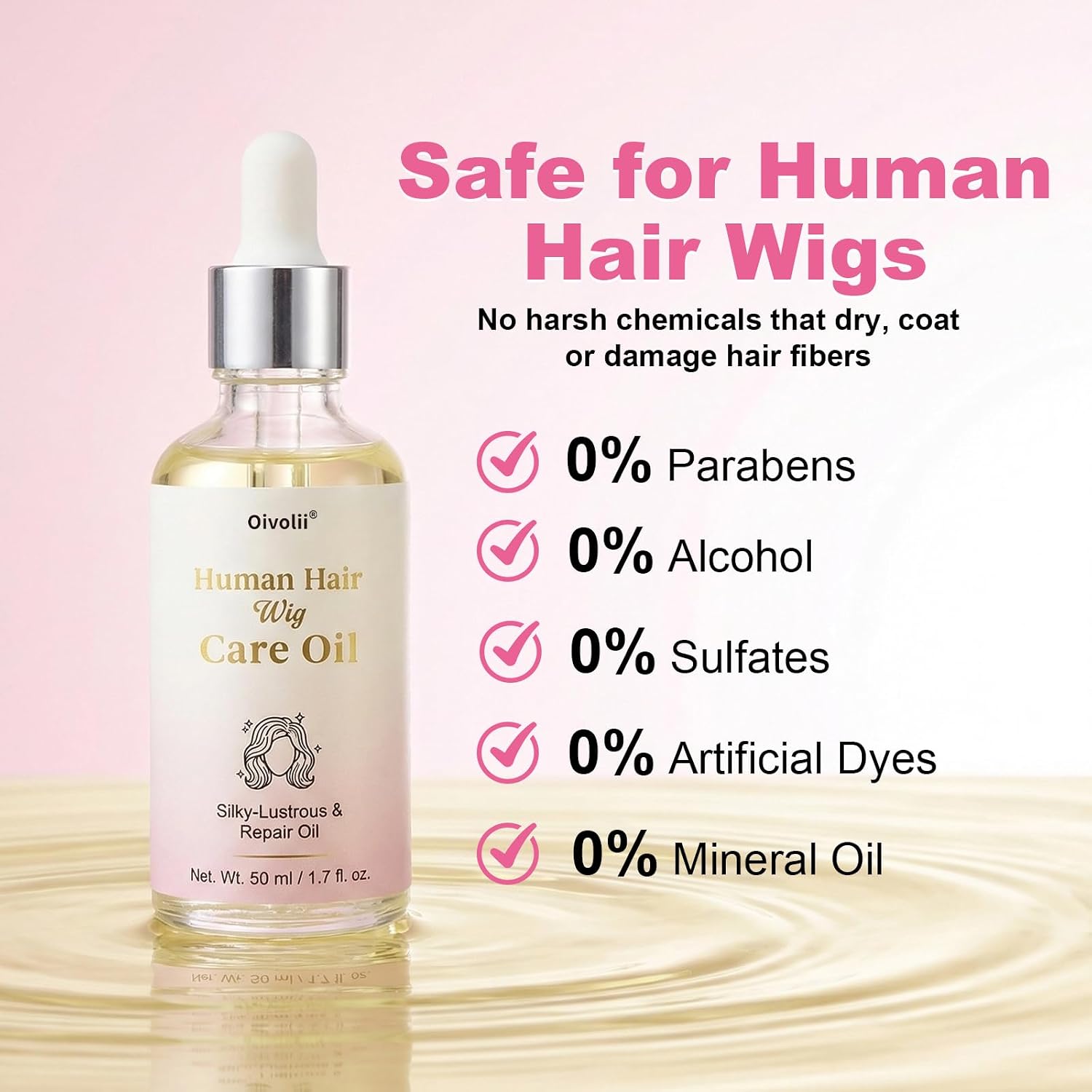 Human Hair Wig Care Oil Spray – Professional Anti Frizz Serum, Lightweight Shine & Smoothing Hair Oil, Detangler & Heat Protectant for Real Hair Wigs & Extensions