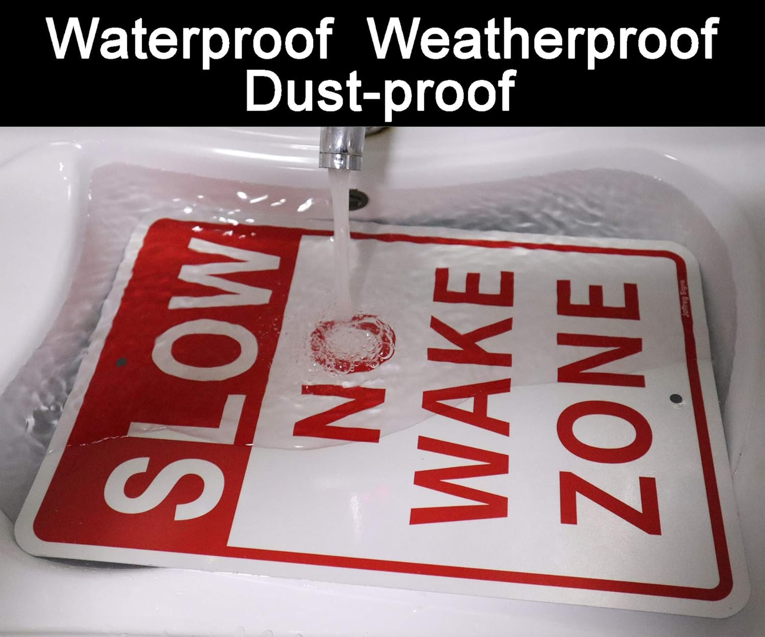 Joffreg Slow Down No Wake Zone Sign,17 x 12 Inches,Reflective Aluminum,UV Printed,Weather Resistant,Waterproof,Durable Ink,Easy to Mount,Outdoor Use,4 Pack