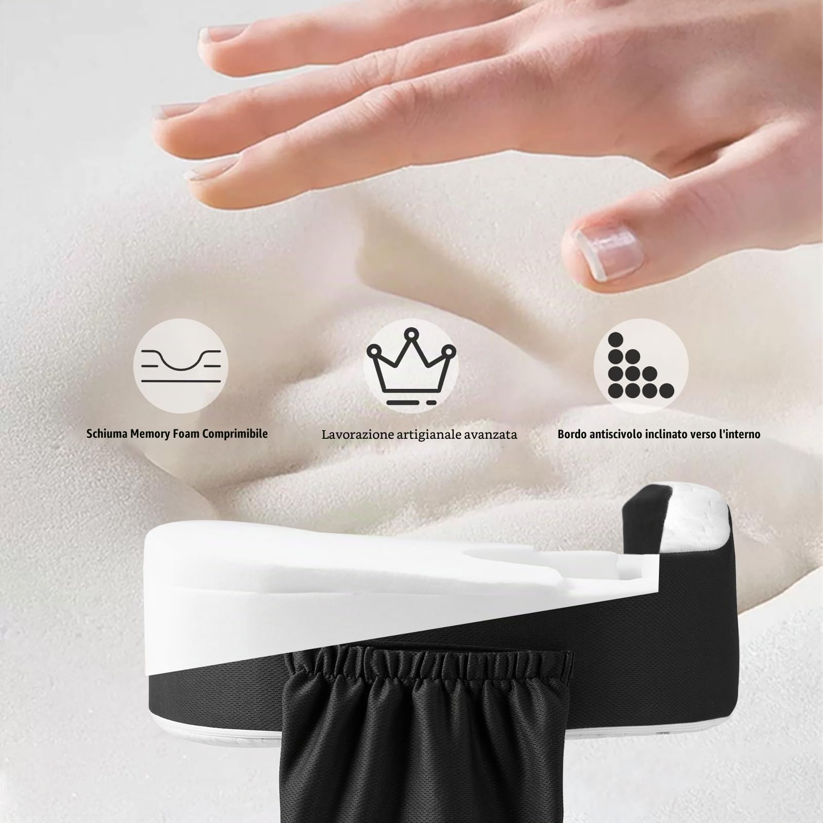 Cuscino Allattamento Ergonomico Cuneo Rimovibile, Schiuma a Memoria, Antiscivolo, Supporto Postura