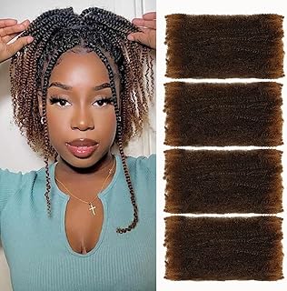 Afro Kinky Bulk Hair For Dreadlock Extensions Repair Locs,Twist Braiding, 100% Handmade Braiding Hair 30Grams each bundles Total (14Inch #1B/30 4Bundles/Pack)