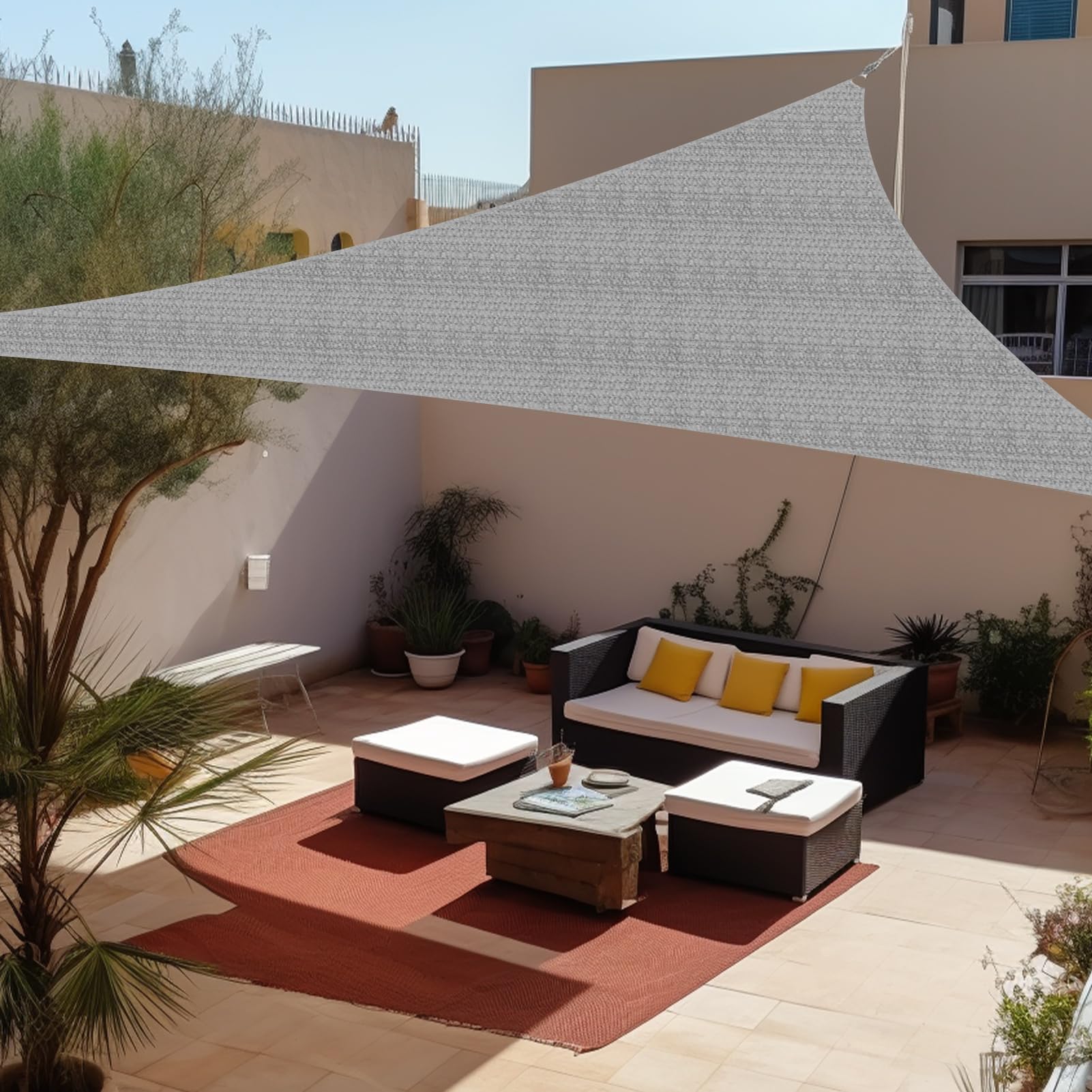 Shade&Beyond Triangle Sun Shade Sail for Patio Lawn Deck Garden Pergola 12'x12'x17', Light Grey, (We Make Customized Size)