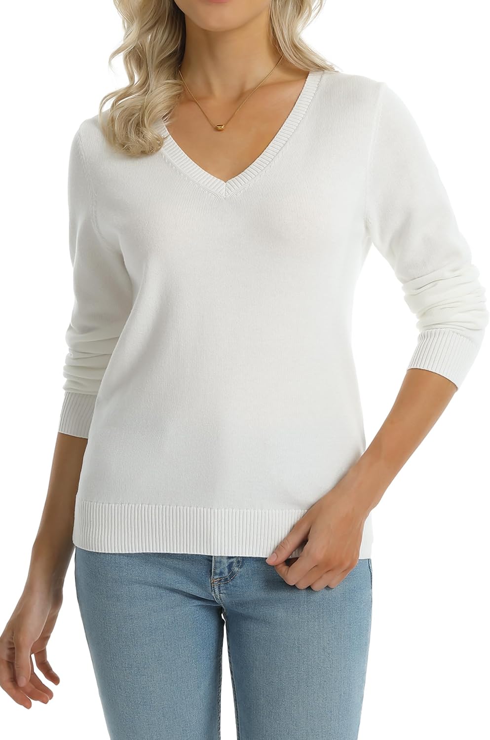 QUALFORT Women's 100% Cotton Sweater Midweight Long Sleeve Soft Knit Pullover Sweater 2026 Fall Winter Tops - Image 5