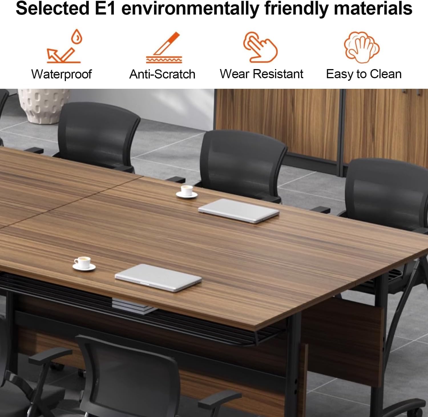 Conference Tabless,Folding Conference Room Table Modular Mobile Meeting Office Training Room Table with Wheels,Seminar Boardroom Tables(6 Pack 61 x 21.7 x 29.5inch)