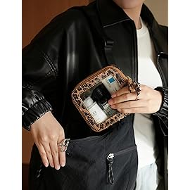 Small Makeup Bag Clear Mini Pouch Cosmetic Case Travel Leopard Make Up Bag for Purse Accessories Cheetah Print Travel Clear Case for Car Essentials Women Cute Leather Little Cosmetic Pouch with Zipper