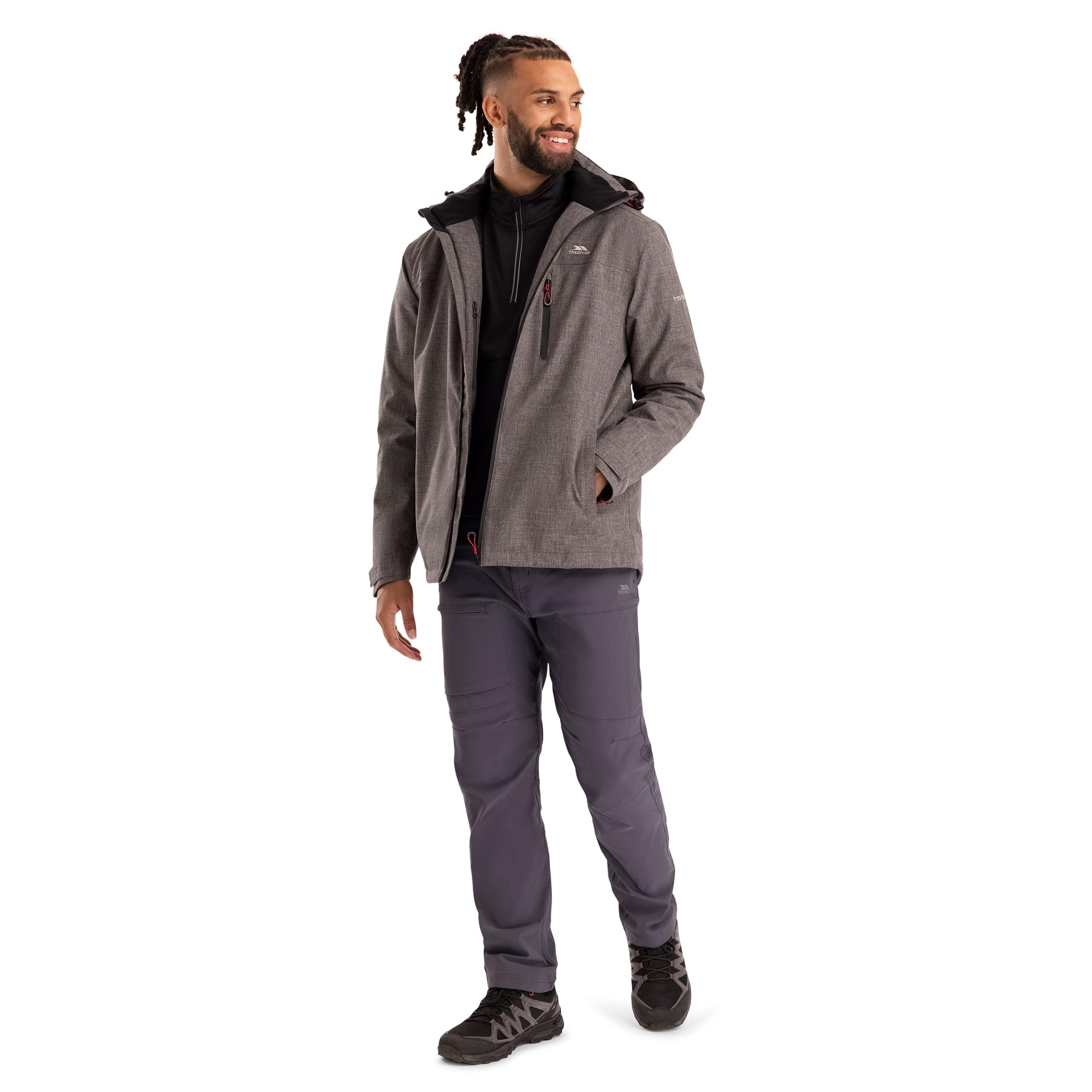 Trespass Mens Padded Waterproof Jacket Fyfinn - Men's Water Repellent Hooded Jacket, Padded Winter Coat For Travelling Walking, Everyday Outerwear Jacket with Pockets