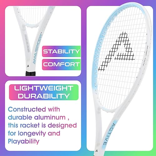 Miniatura 2 de AMA SPORT Adult Tennis Racket - Pre-Strung Light Balance 27 inch Tennis Racquet for Women and Men Grip Size 2-4 14"