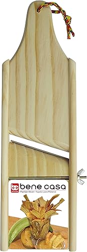 Bene Casa - Cortadora de plátano y frutas de madera natural con hoja de corte ajustable - La hoja es extraíble para la limpieza