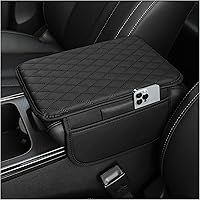 Stacool Upgraded Microfiber Leather Car Armrest Cover with Storage Pockets - Center Console Cushion for Small Cars, Black