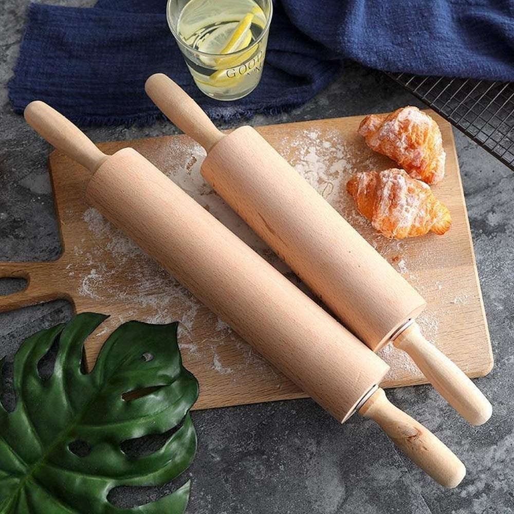 ACiyD Rodillo - Madera Clásica - Rodillo de Masa Profesional - Utilizado por Bakers & Cooks para Pasta, Masa para Galletas, Pastelería, Panadería, Pizza, Fondant, Chapati (Tamaño : Medium) (M)