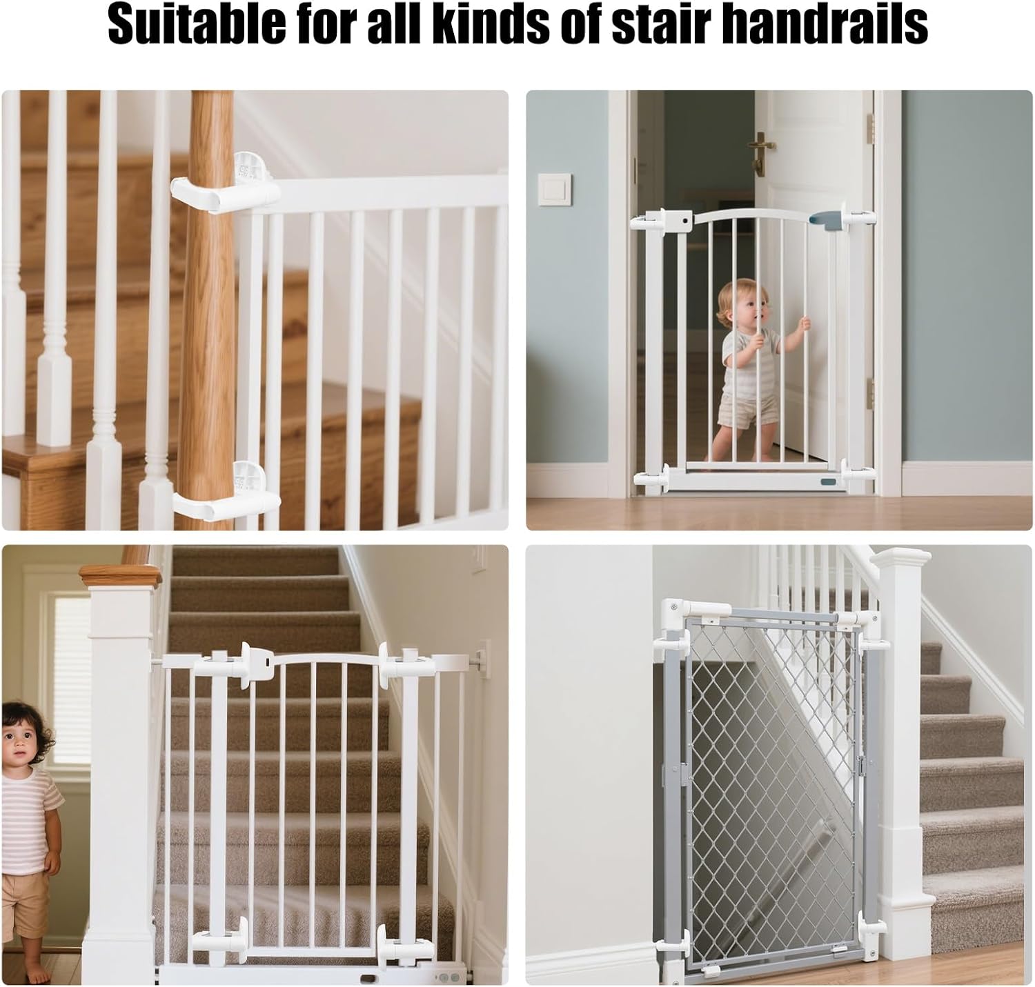 2pcs Baby Gate Banister Adapter, Durable Stairway Gate Mounting Parts Kit Practical Safety Stair Adapter Post Fitting Replacement Kit Suitable for Various Stair Handrails
