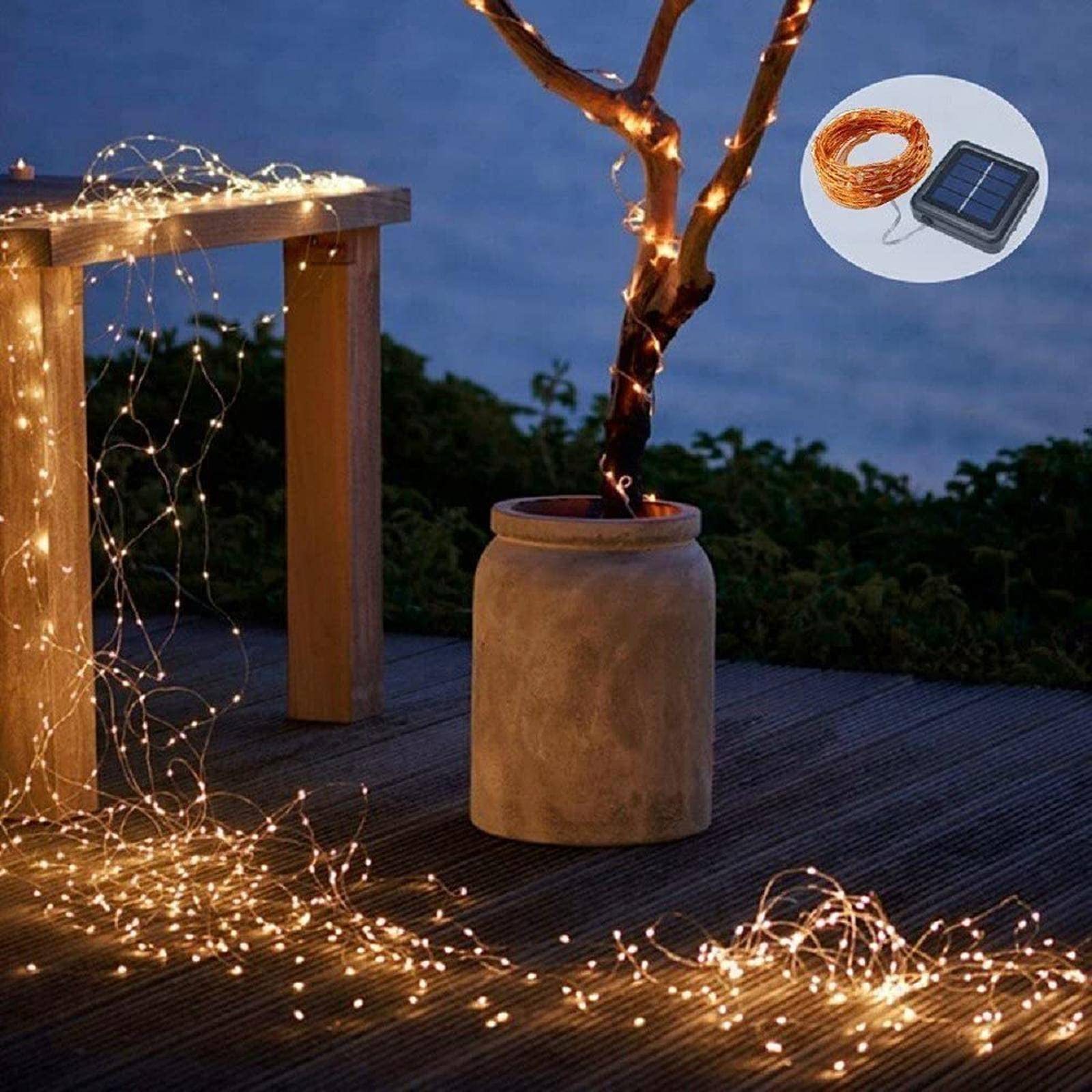 NC 50/100/200/330 Luces solares LED Luces de Cadena para Exteriores Luces L Luces navideñas navideñas Luces de Hadas Impermeables. Árboles, Jardines, terrazas, Patios, Bodas, Fiestas (Blanco cálido)