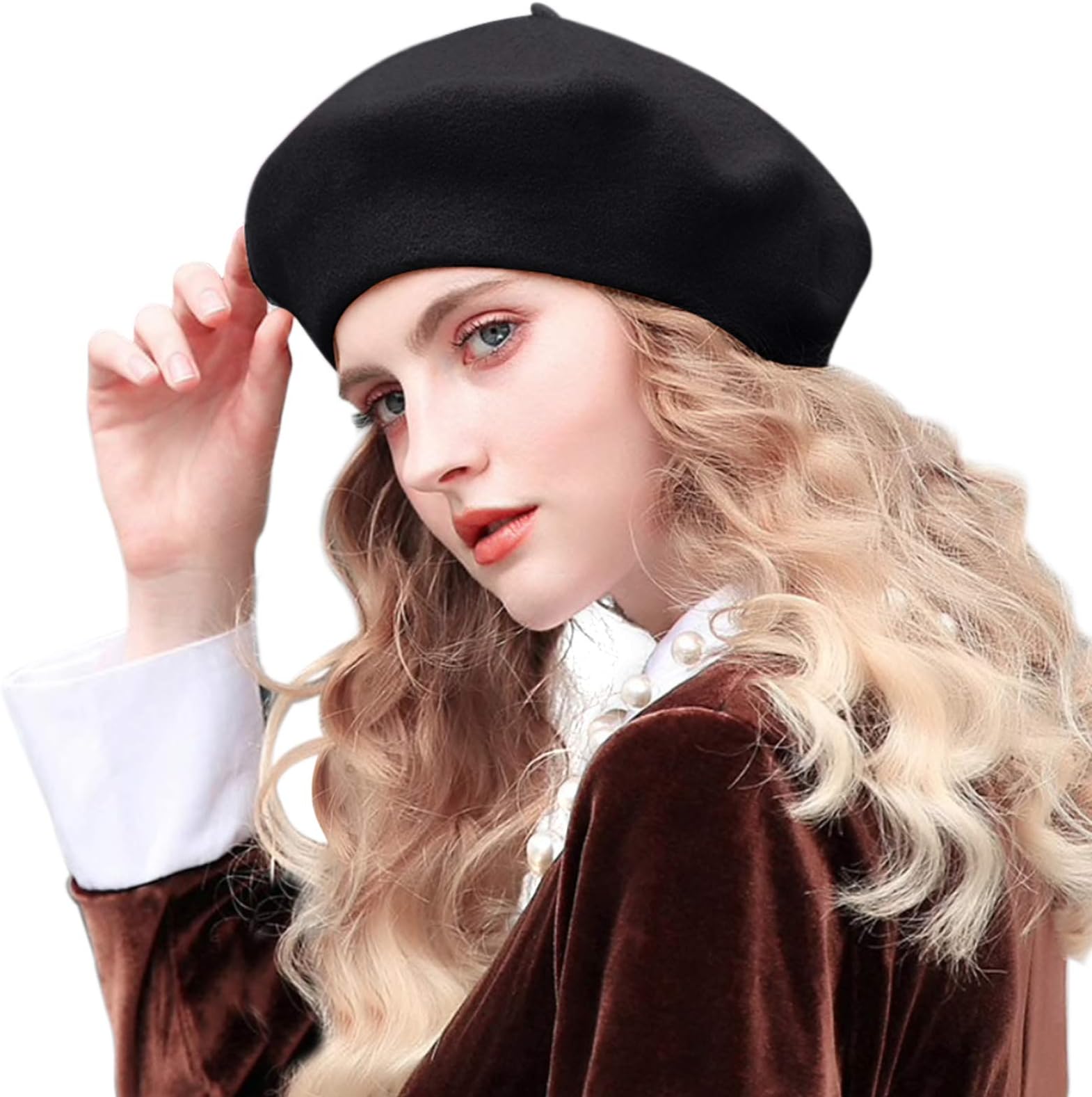 French Beret,Lightweight Casual Classic Wool Beret Solid Color Womens Beret Cap Hat