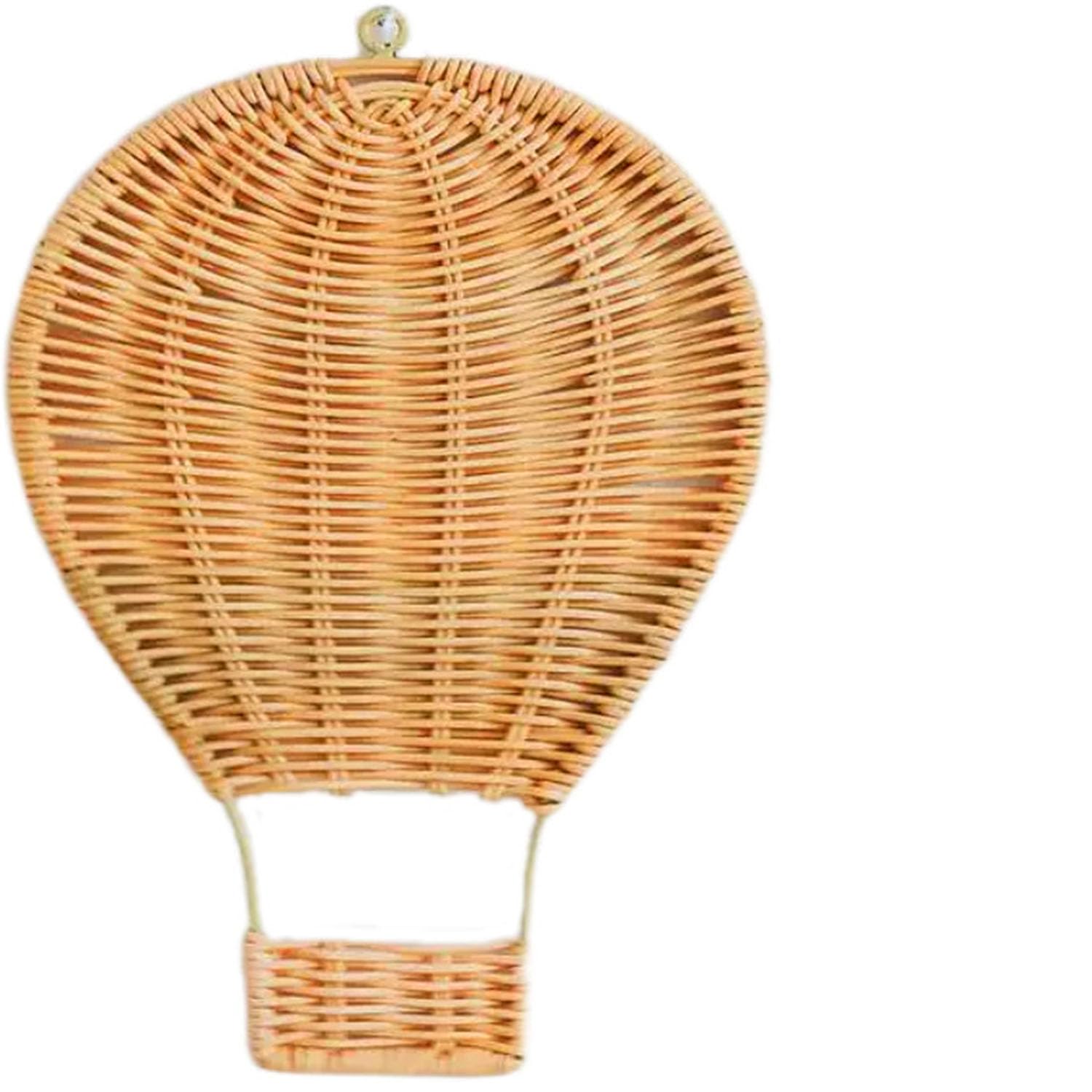 Handwoven Rattan Hot Air Balloon Hanging Ornament Boho Wall Decor for Bedroom Home Wall Hanging, Aesthetic Photography Prop