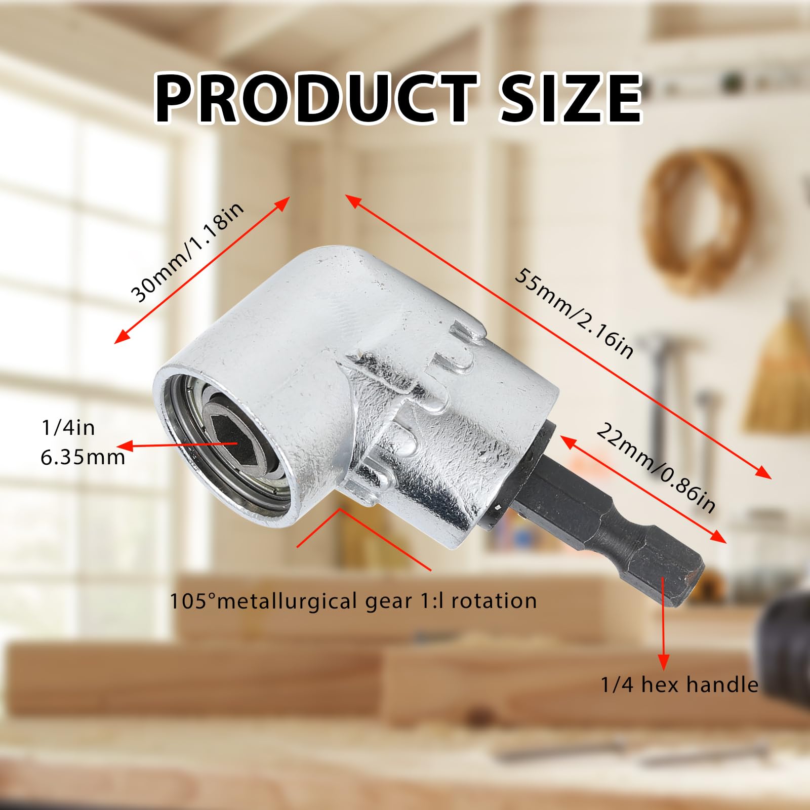 Adattatore per Trapano ad Angolo Retto 105° Avvitatore Angolare, Trapano Angolare 1/4" con Punta Magnetica perfetto per spazi ristretti e lavori di precisione design compatto per garage e officina