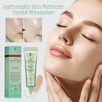 CC Cream Foundation Red Correct with Centella Asiatica - Lightweight CC Cream Skin Perfector Moisturiser - Covering Complexion Color Corrector - Hydrated Skin Green Concealer for Face with SPF25