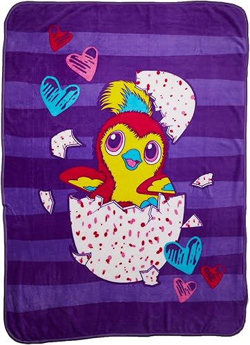 Hatchimals - Manta de felpa para niños y niñas, 46 x 60 pulgadas, rosa y morado, 46 x 60 pulgadas