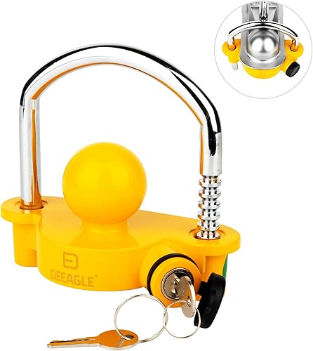 DEEAGLE Bloqueo de acoplador de bola de remolque, cerradura de bola universal para remolque, se adapta a acopladores de enganche de 1-78, 2 y 2-516