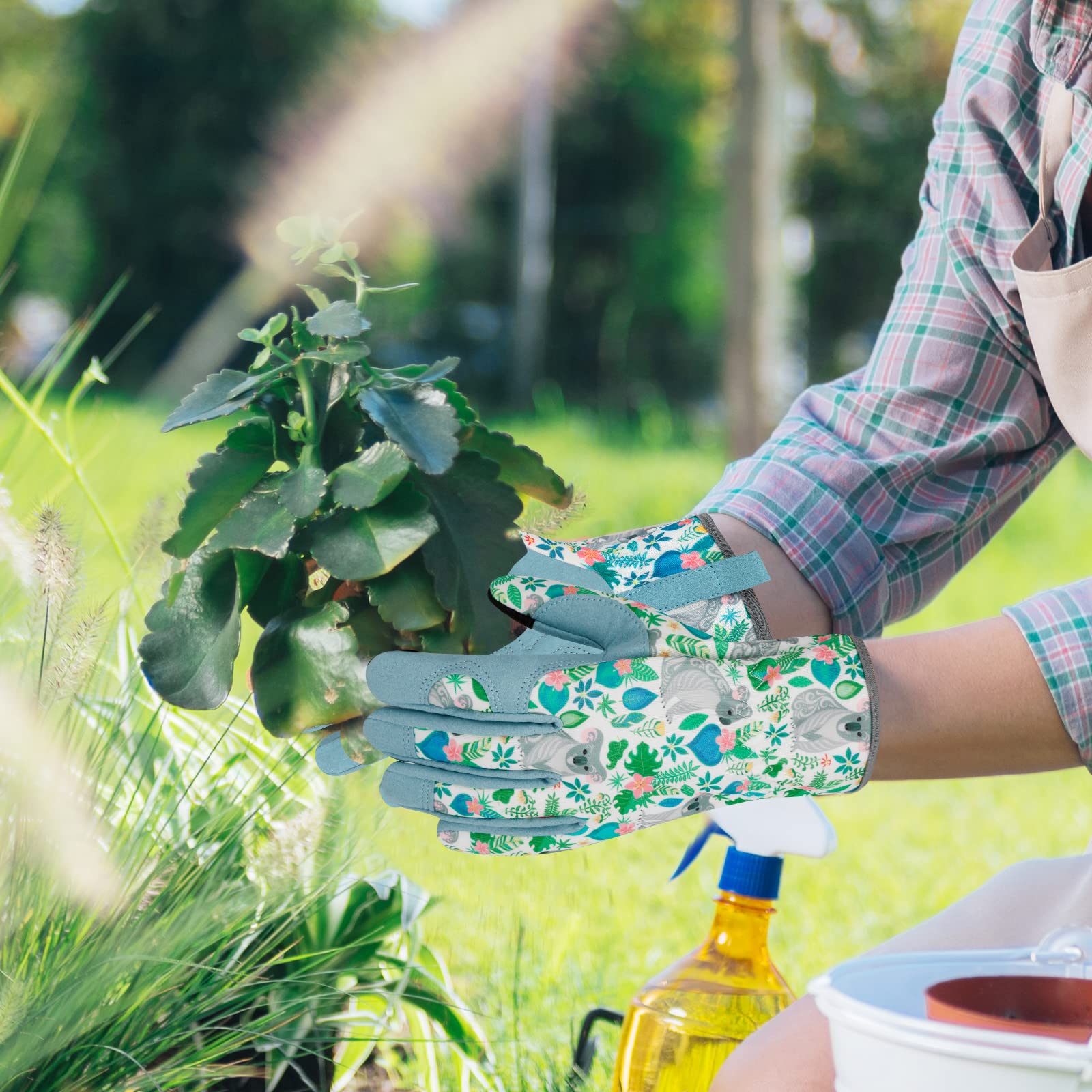 Gartenhandschuhe aus Leder für Damen, Gartenhandschuhe, dornensicher, Touchscreen-Design, strapazierfähig, Geschenk für den Hof