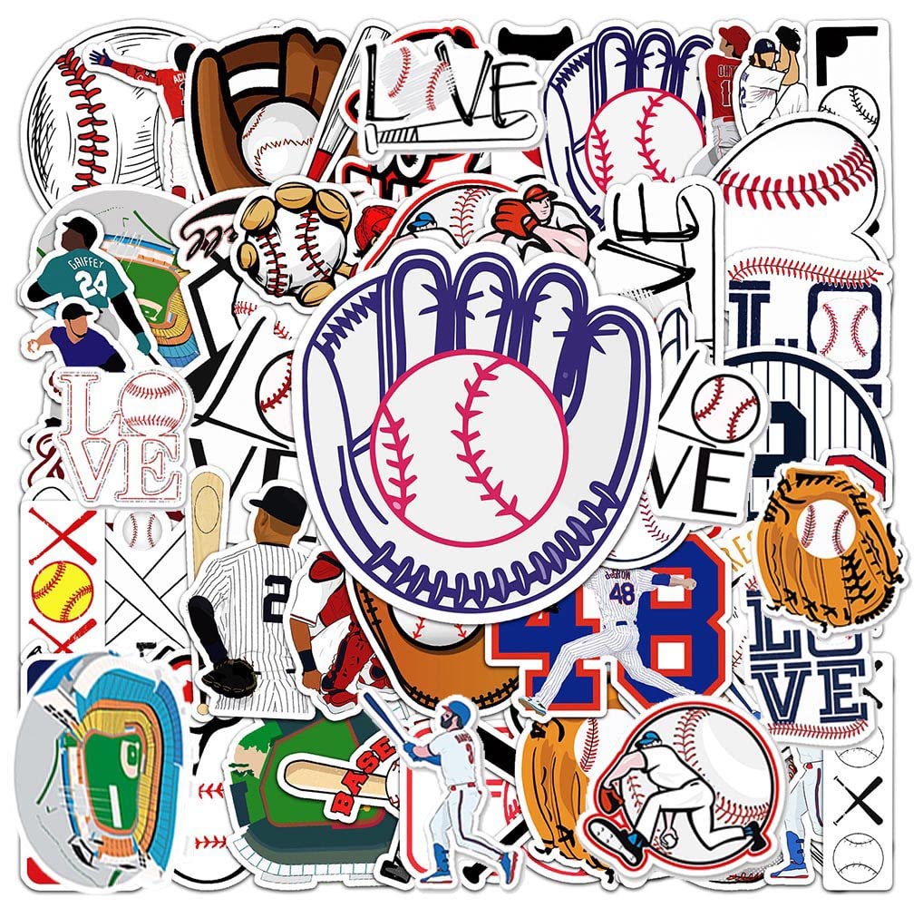 8-Pack Large Baseball Vinyl Stickers - 4 Inch Waterproof Decals For Laptop, Car, Water Bottle, Luggage