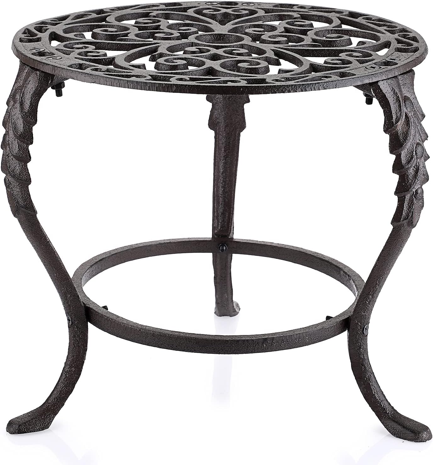 OwnMy Heavy Duty Cast Iron Plant Stand Vintage Iron Flower Pot Holder, Rustic Decorative Round Potted Plant Stand Rack, Indoor Outdoor Metal Plant Holder for Home Garden