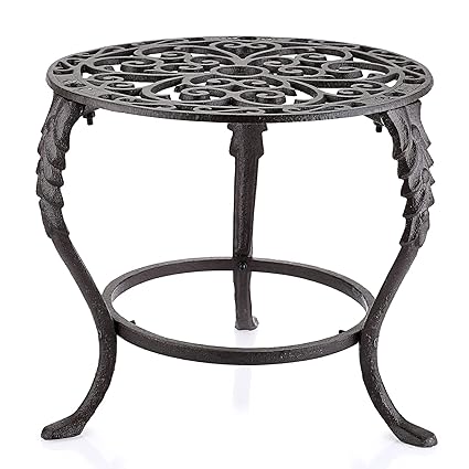 OwnMy Heavy Duty Cast Iron Plant Stand Vintage Iron Flower Pot Holder, Rustic Decorative Round Potted Plant Stand Rack, Indoor Outdoor Metal Plant Holder Garden Plant Stand for Home Garden