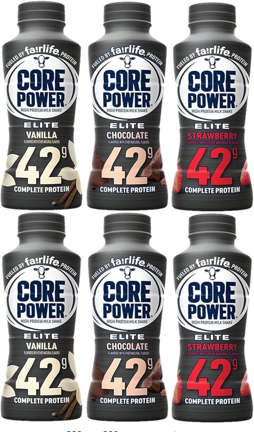 Veher Fairlife Core Power Elite 42g High Protein Milk Shakes Variety Pack - Ready to Drink for Workout Recovery, 14 Fl Oz (6 - Pack), Liquid