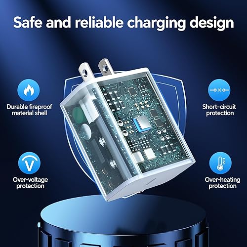 Miniatura 2 de Dayaoncy Compatible con cargador de iPhone de carga rápida, cargador de pared USB C de 20 W con 3 cables USB C a Lightning de 10 pies, cable de