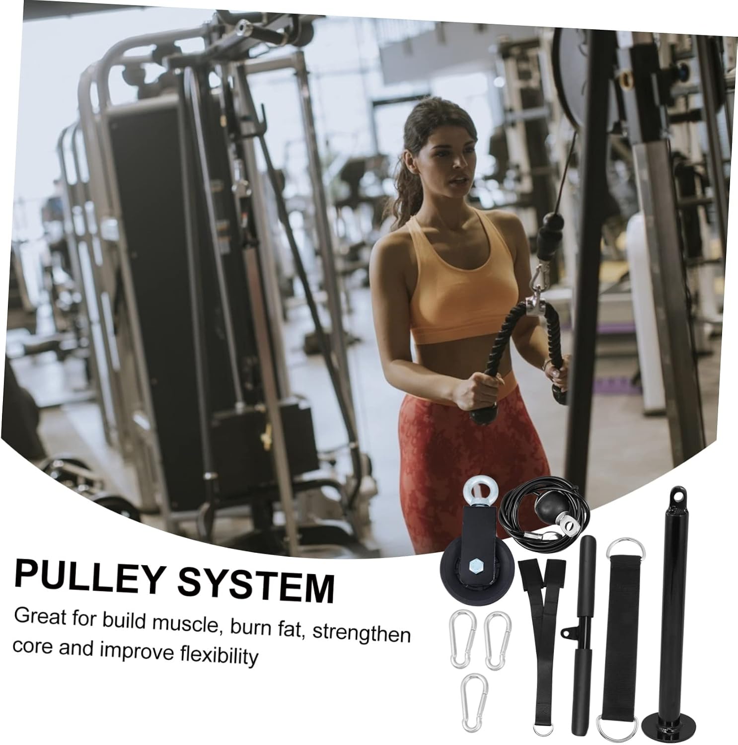 1set Sturdy Pulley System Heavy Duty Fitness Pulley Set Arm Exercise Tool DIY Home Gym