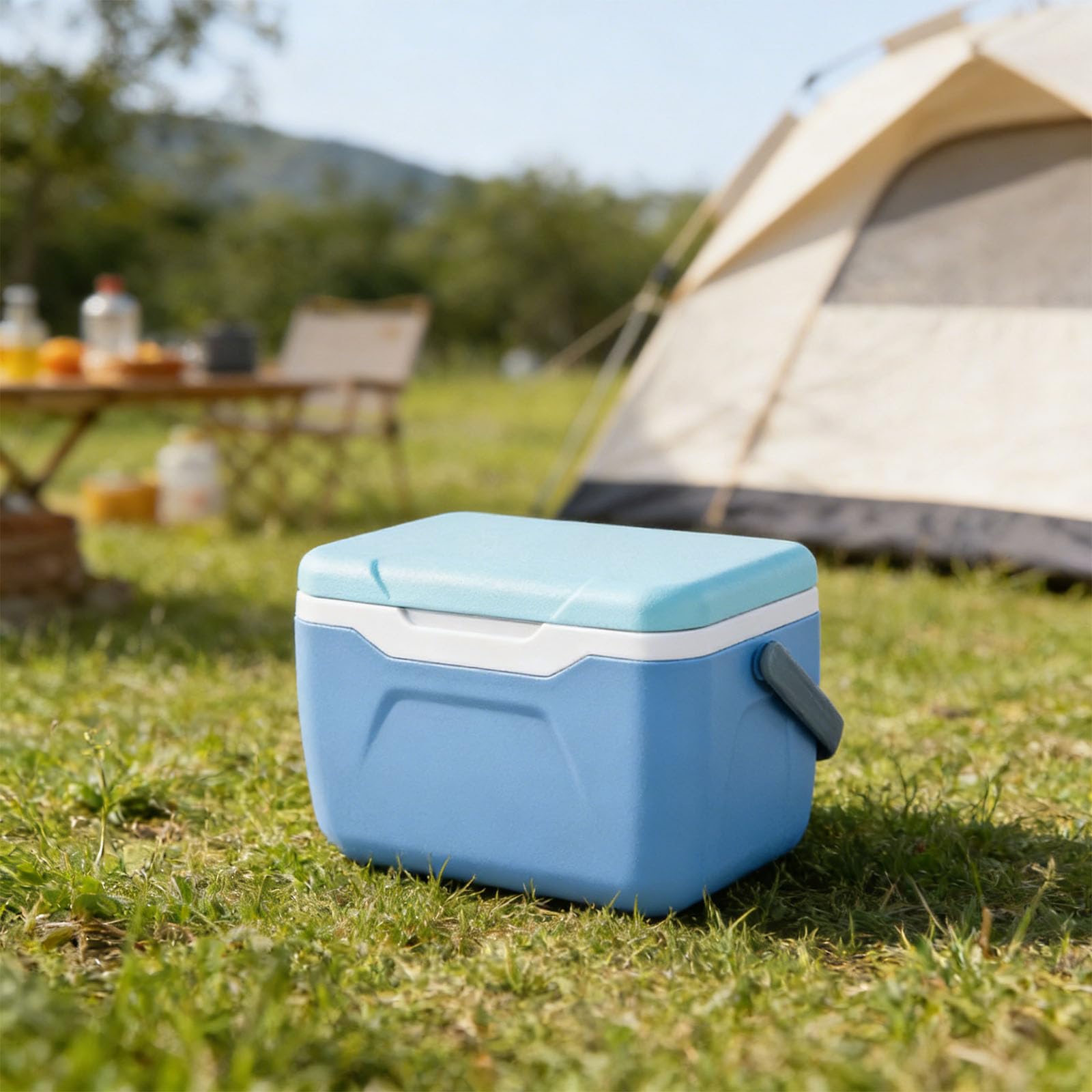 Tragbare isolierte Eistruhe zur Aufbewahrung von Lebensmitteln für Camping Picknicks Freien mit ergonomischem und auslaufsicherer Kühlschrankbox aus PP Konstruktion