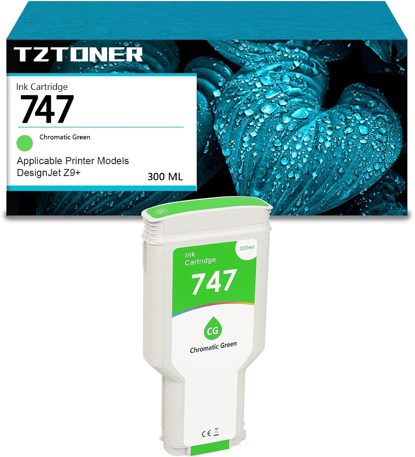 747 Chromatic Green 300-ml Replacement for 747 Ink Cartridge for DesignJet Z9+ Large Format Printers(P2V84A)（300ml）