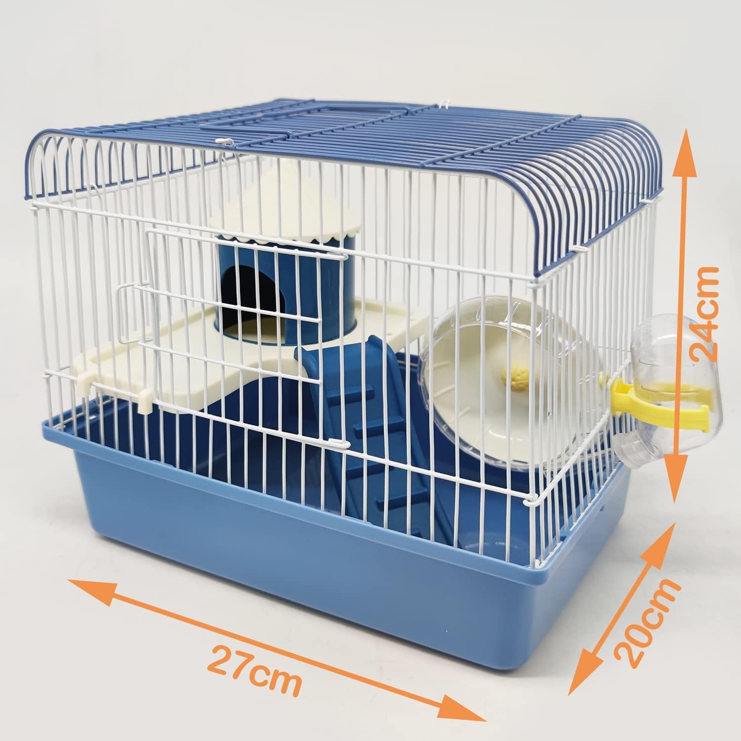 BPS Hamsterkäfig, Mini-Haus, Chalet, für Hamster, mit Futternapf, Tränke, Rad, zufällige Farbe, BPS-1381