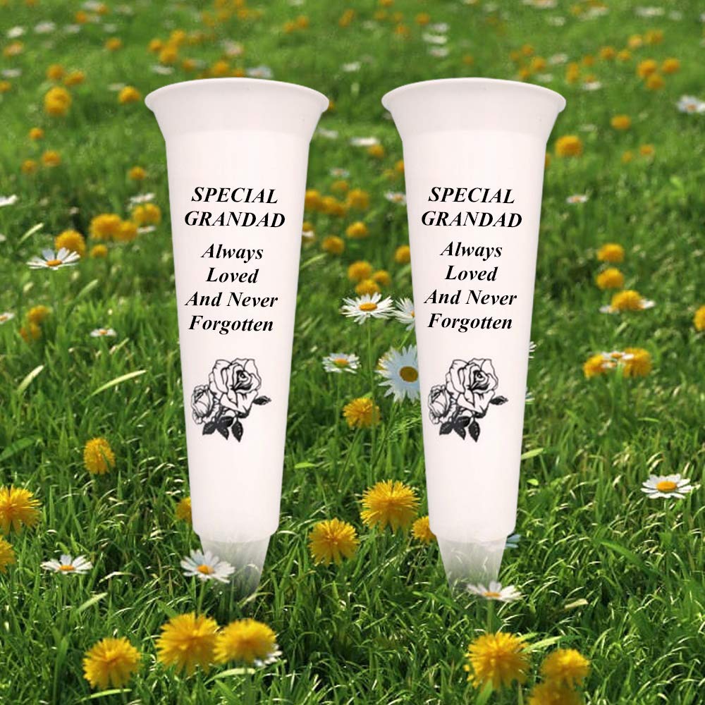 Vaso commemorativo per tomba del cimitero, vaso commemorativo con picchetti, vasi per fiori artificiali, supporto per fiori per cimitero, per uso esterno (1 pezzo