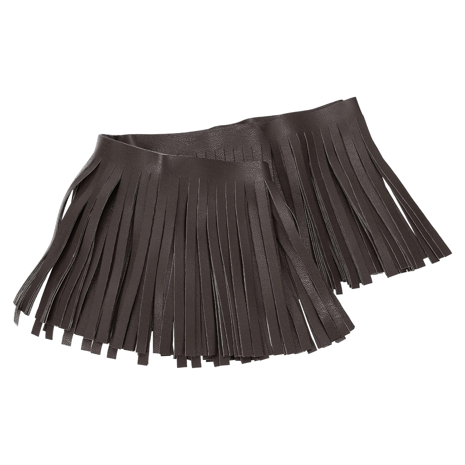 Ruban à franges en cuir synthétique de 1,8m x 10cm couleur café pour couture