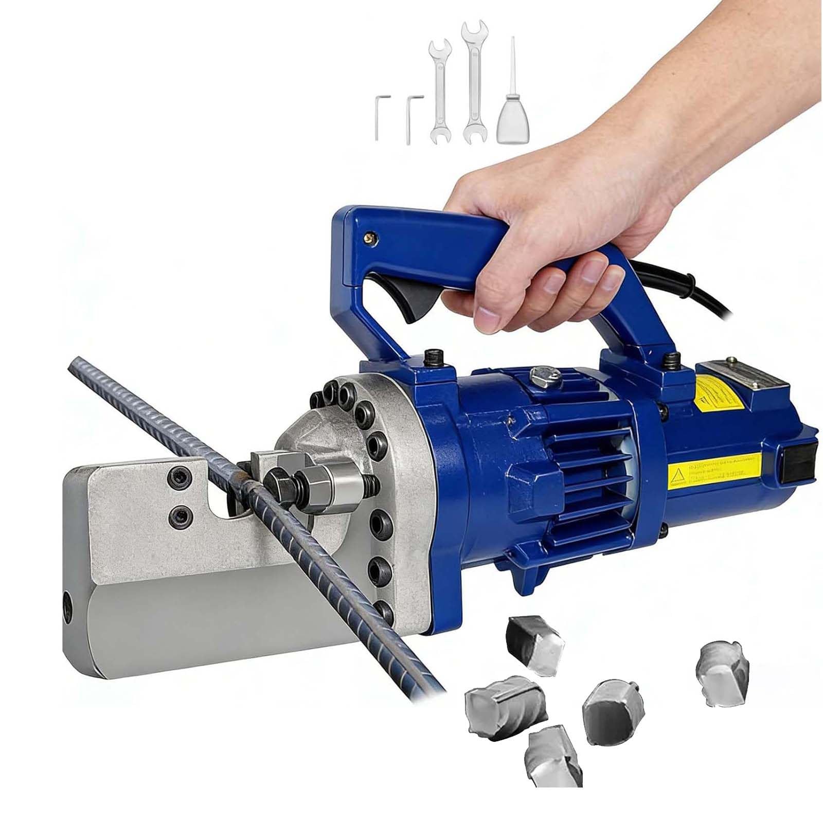 DPLWJPP Portable Steel Rebar Cutting Tool Electric Hydraulic Rebar Cutter Portable Hydraulic Electric Rebar Cutter Adjustable Bolt Cutting Tool for Construction Diy Projects Blue