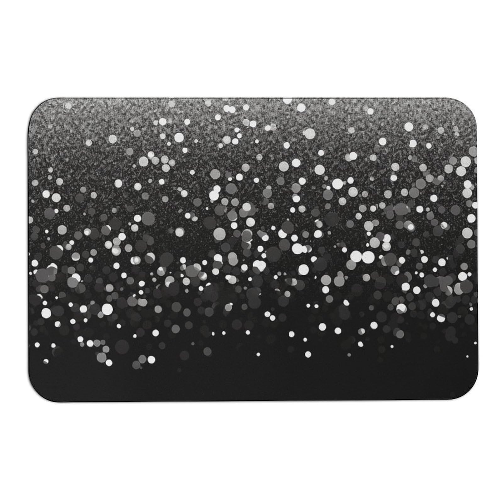 Tapis de bain absorbant et antidérapant noir et blanc pailleté