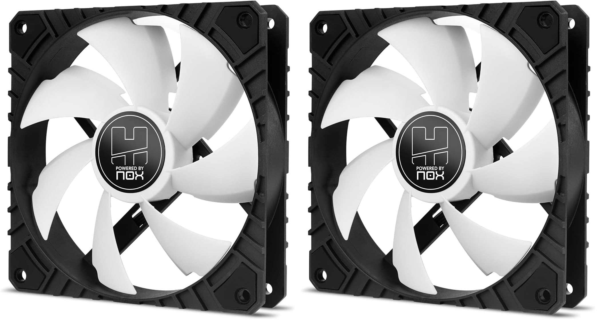 NOX XTREME PRODUCTS H-FAN PRO -NXHUMMERHFANPROWN - PC Case Fan 120 mm, PMW Function, 7 Blades, Hydraulic Bearings, Optimized Silent Design, Rubber Support Corners, White Pmw
