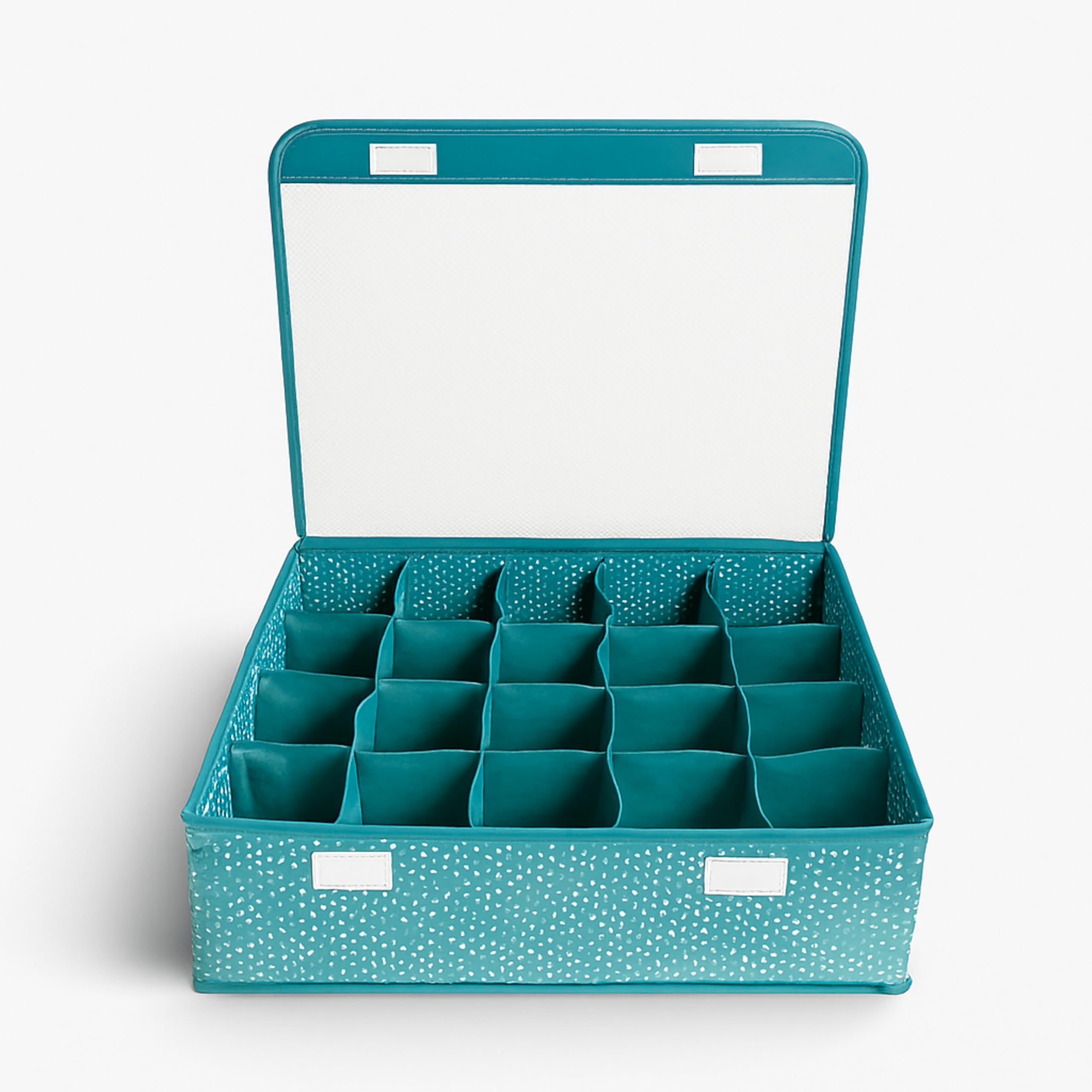 ZYPRA Storage Organizer Box with Transparent Lid 24 Grid Fabric (Size:- 15X12X5 Inch) Foldable Wardrobe Drawer Organizer for Socks, Innerwear & Accessories (Colour Green) (Pack of1)-picture-42