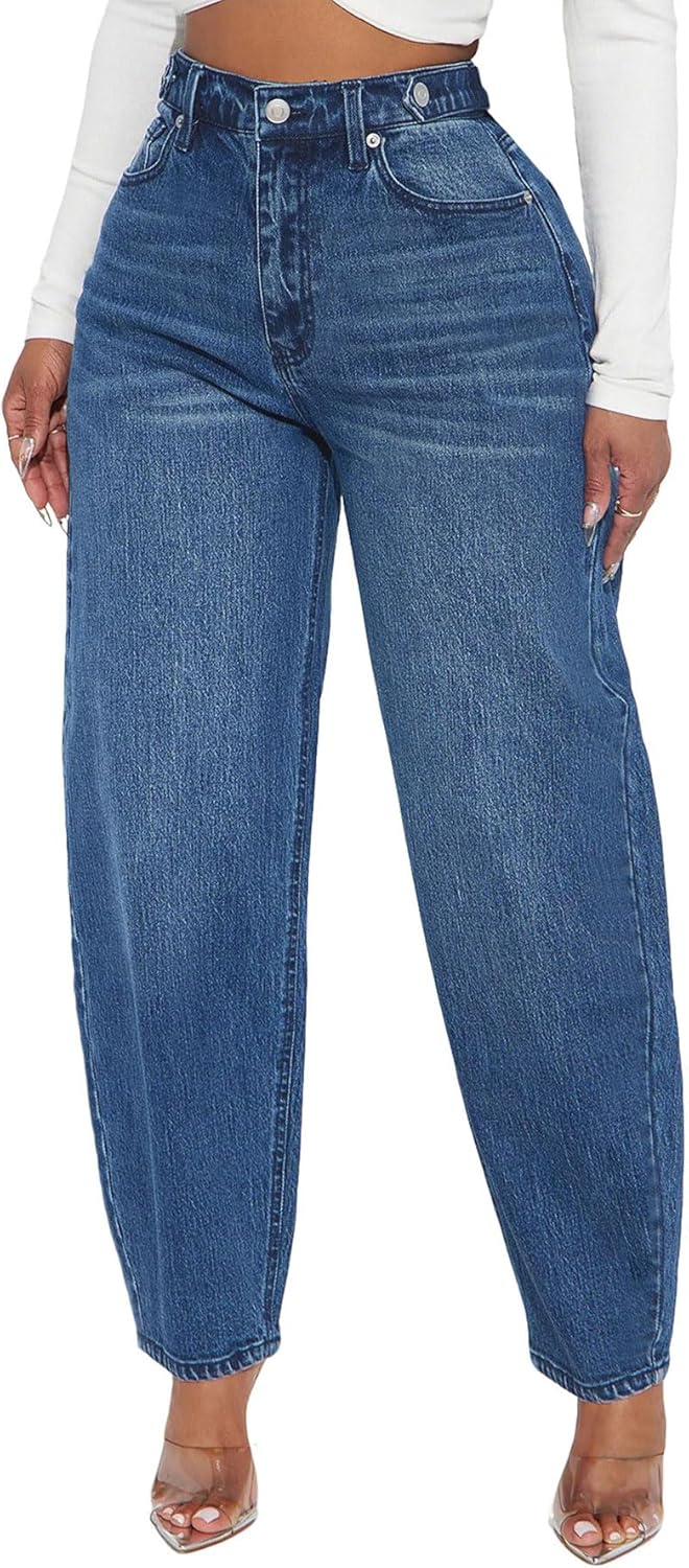 utcoco Women's Retro High Waisted Baggy Lantern Jeans Casual Relaxed Fit Denim Harem Pants