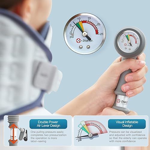 Miniatura 6 de Disk Dr. Dispositivo de tracción cervical para el cuello, dispositivo de estiramiento de cuello mejorado y potente columna de aire, cuello cervical,