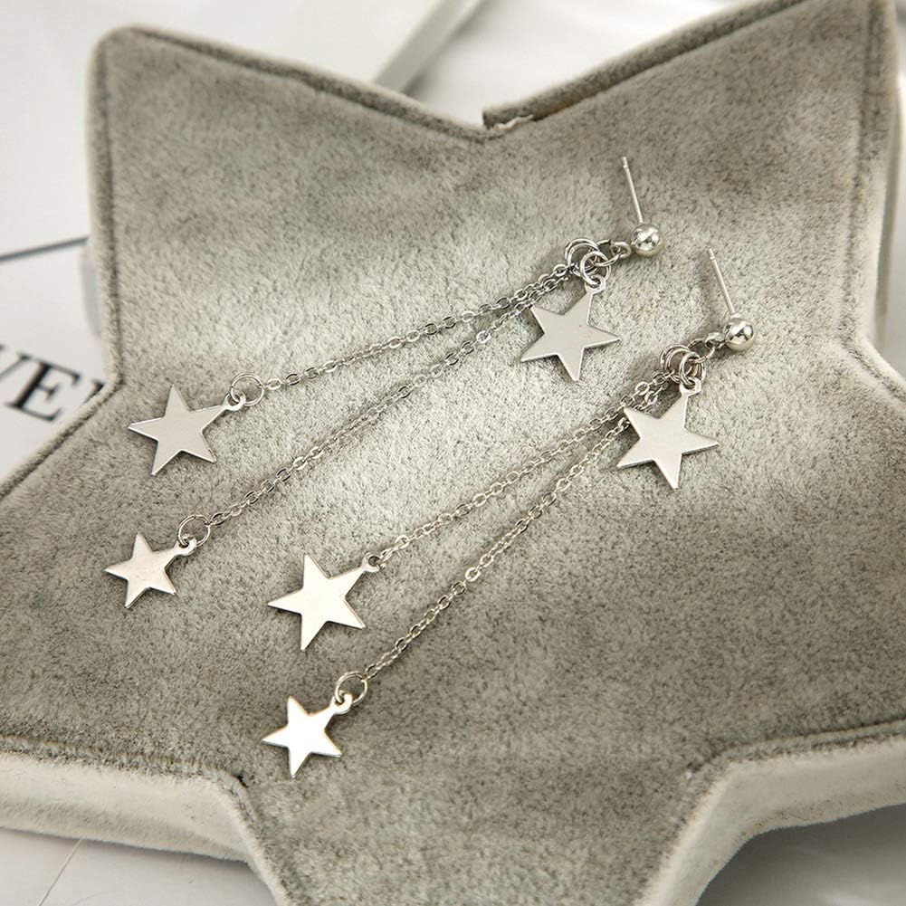 Star Long Tassels Dangle Earrings for Women Silver Chain Dangle Drop Earrings Jewelry - Image 5