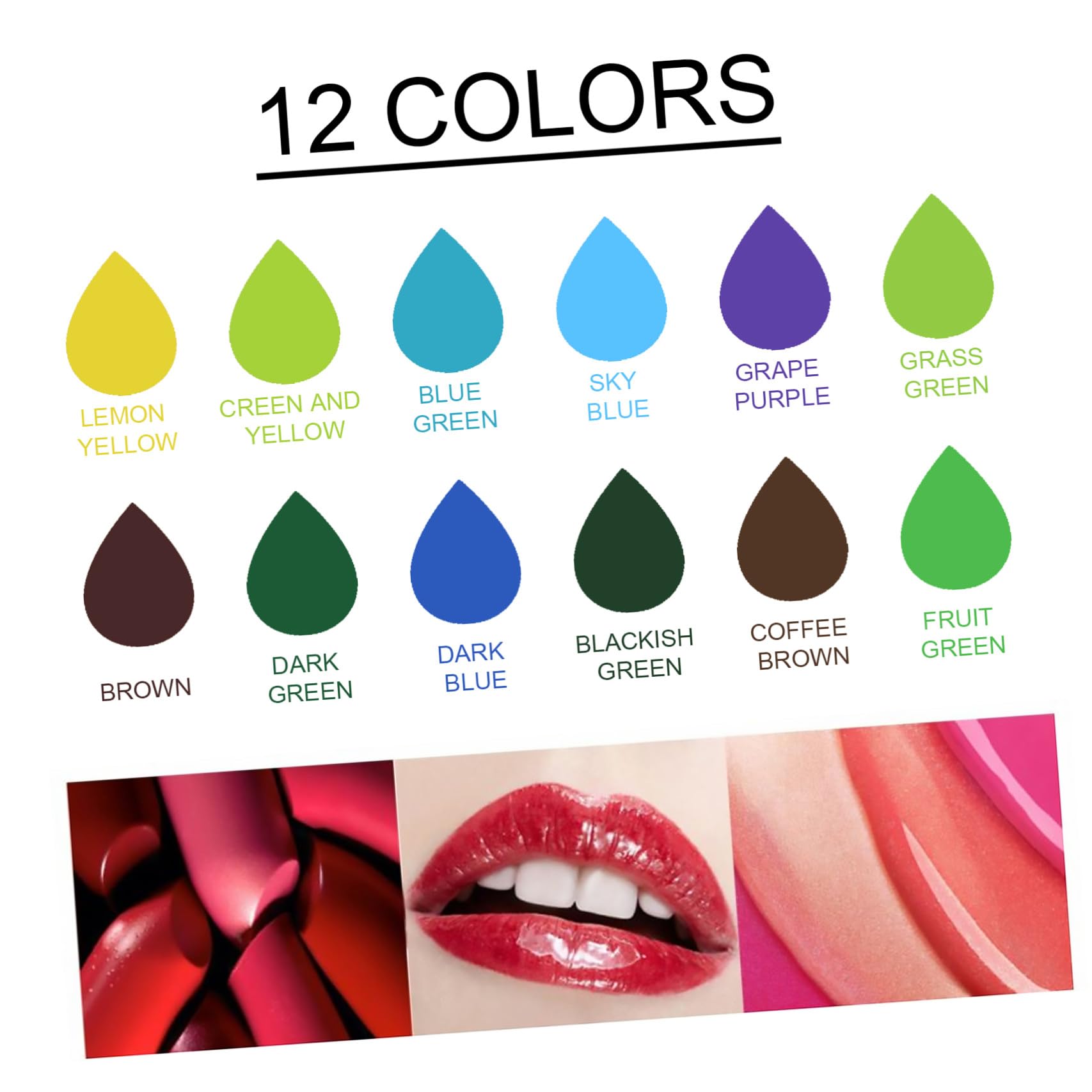 12 Stück Lipgloss Farbpigment Flüssig Pflanzenpigment Selbstgemacht Kosmetik Lip Balm Selbstgemacht Langanhaltend Glänzend