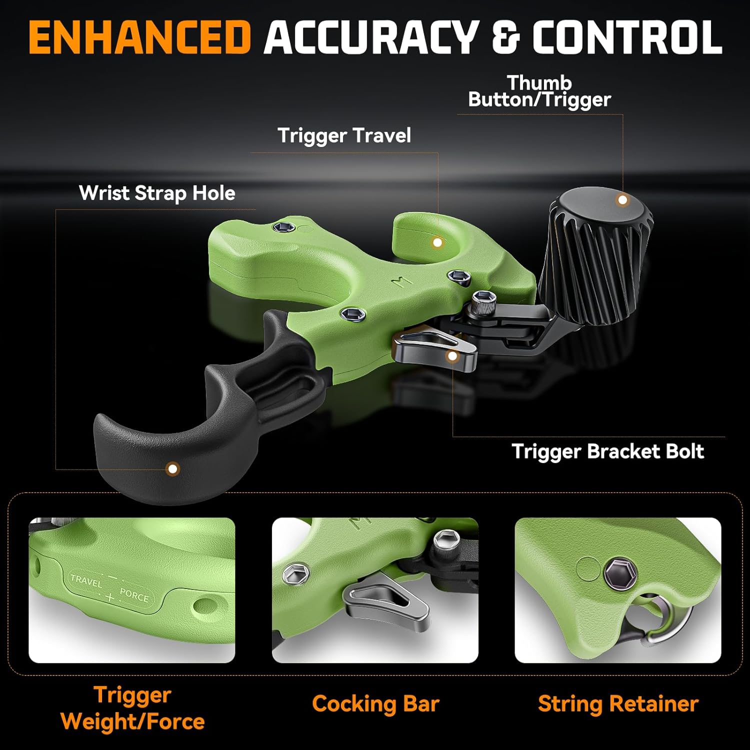 Bow Release for Compound Bow, Copper Archery Release Trigger with Adjustable Wrist Straps & Wrench, 3/4 Finger Heavy-Duty Thumb Release for Left & Right Hand