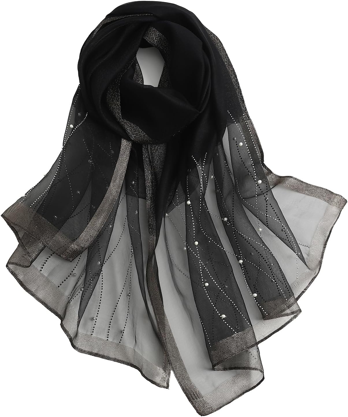 Isurrender Silk Wool Feeling Shiny Scarf Wrap Women Elegant Shawl for Evening Dresses Scarf Flower silk Pashmina Shawl - Image 2