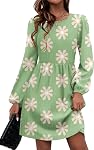 Zeagoo Robe casual en tricot pour femmes avec poches Robes en col rond manches longues en ligne A pour femmes 2024 Robes d'automne