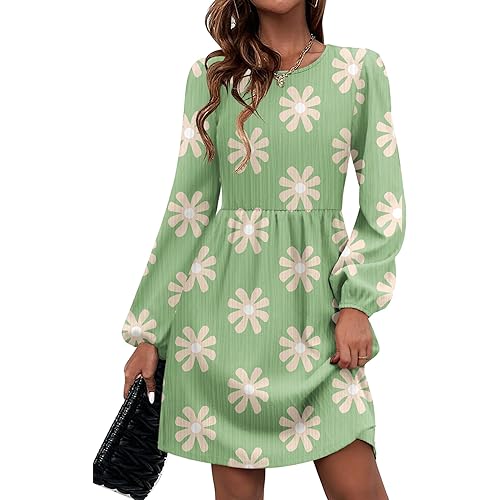 Zeagoo Women's Casual Knit Sweater Dress with Pockets Crew Neck Long Sleeve A-Line Dresses for Women 2024 Fall Dresses