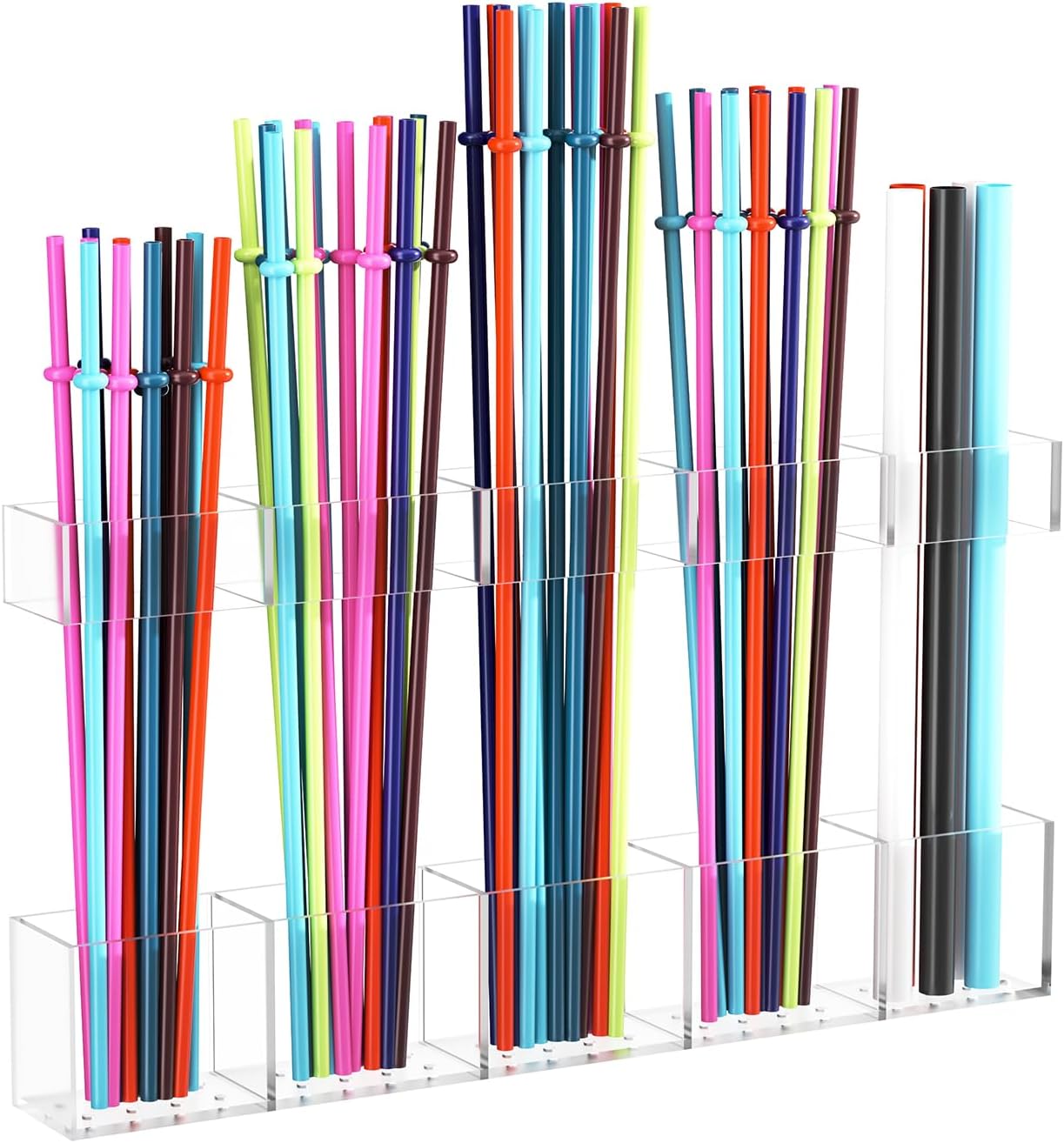 Straw Holder for Cabinet Door, Reusable Tumbler Straw Organizer Storage Container Mount for Kitchen Counter Cupboard Door (Transparent, 1 pack)