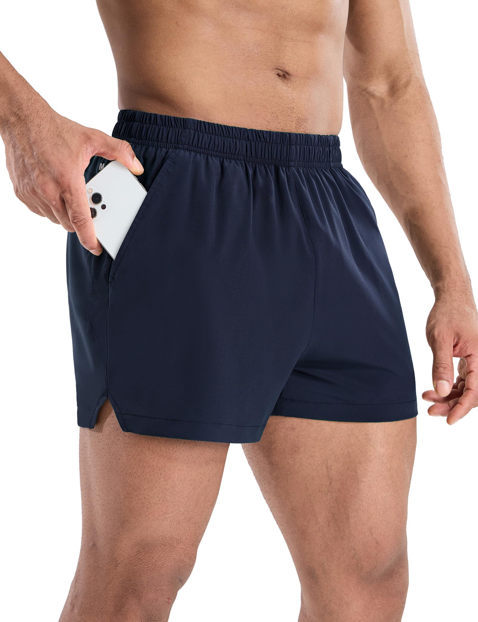 MIER Mens 3 Inch Shorts for Athletic Running Dry Fit Lightweight Workout Gym Active Shorts with Brief Liner