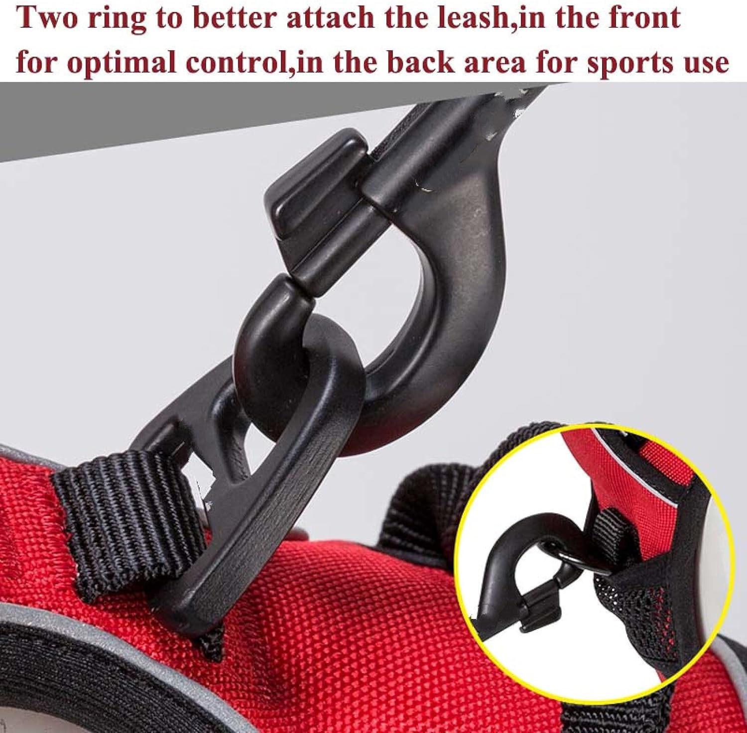 Reflective nylon large pet dog harness round-the-clock service dog clip thickened adjustable safety car lead leather pet L69-81cm chest neon light yellow