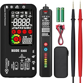 Kit Multim&egrave;tre Num&eacute;rique et Stylo Testeur &Eacute;lectrique BSIDE S30X+X1 Multim&egrave;tre Intelligent et D&eacute;tecteur de Tension Sans Contact avec Pince Crocodile pour &Eacute;lectricien &Eacute;lectronique LED Automobile