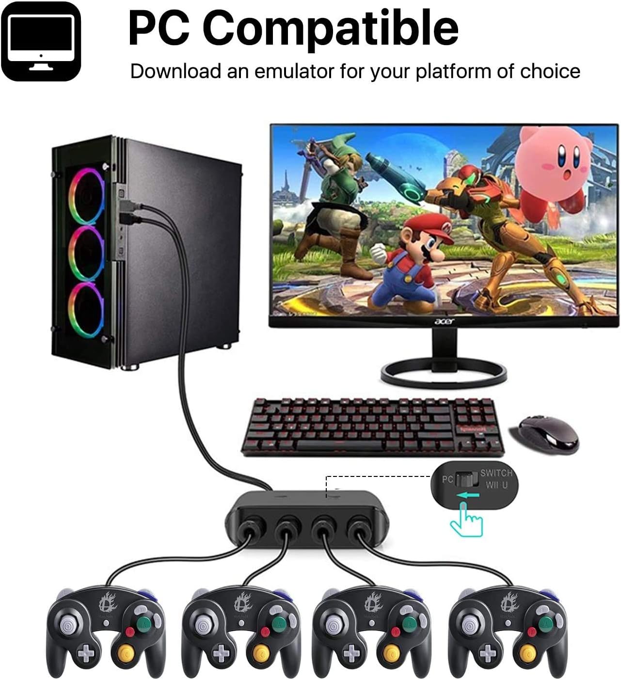 Buy Nalensy Adapter For Gamecube Controller Adapter Compatible Switch Pc Wii U Super Smash Bros Switch Gamecube Adapter Support Turbo And Vibration Features Four Player Online In Vietnam B08y7sdb9w